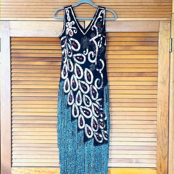 Party / Dance Performance Sequined Midi dress with Tassels size S - Picture 2 of 7